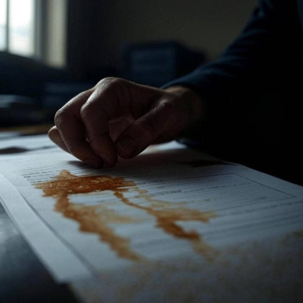 Me, freaking out signing LLC dissolution papers in my kitchen.