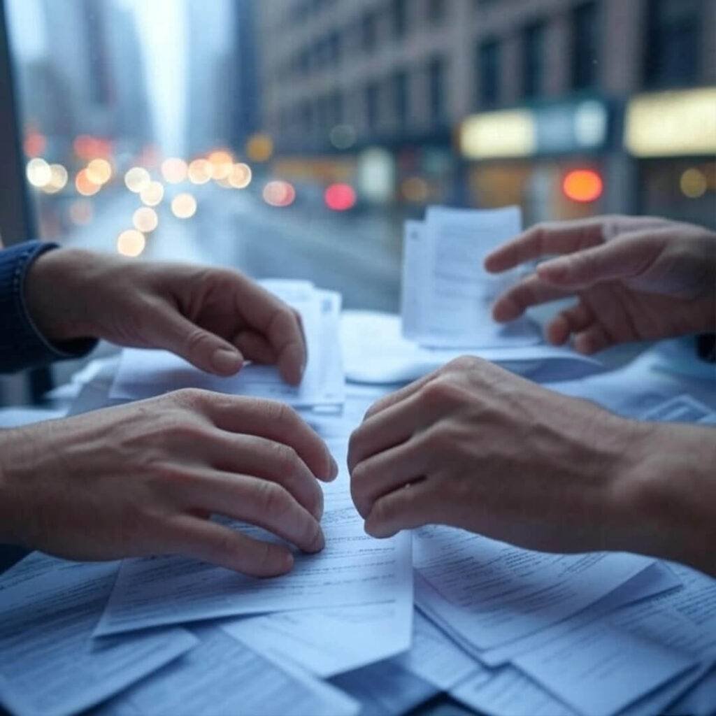 Me, drowning in work visa application papers, praying I didn’t screw up.