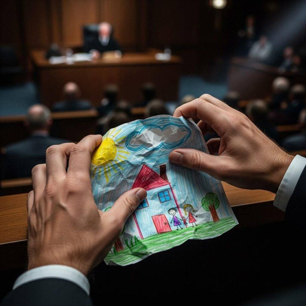 Me, nervous as hell, clutching my kid’s art during the custody fight.