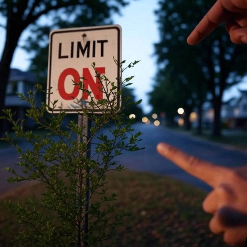 Shaky car window, hidden sign, pointing hand.