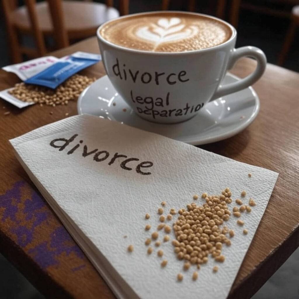 Doodling divorce vs. legal separation notes, messing up the spelling like always.