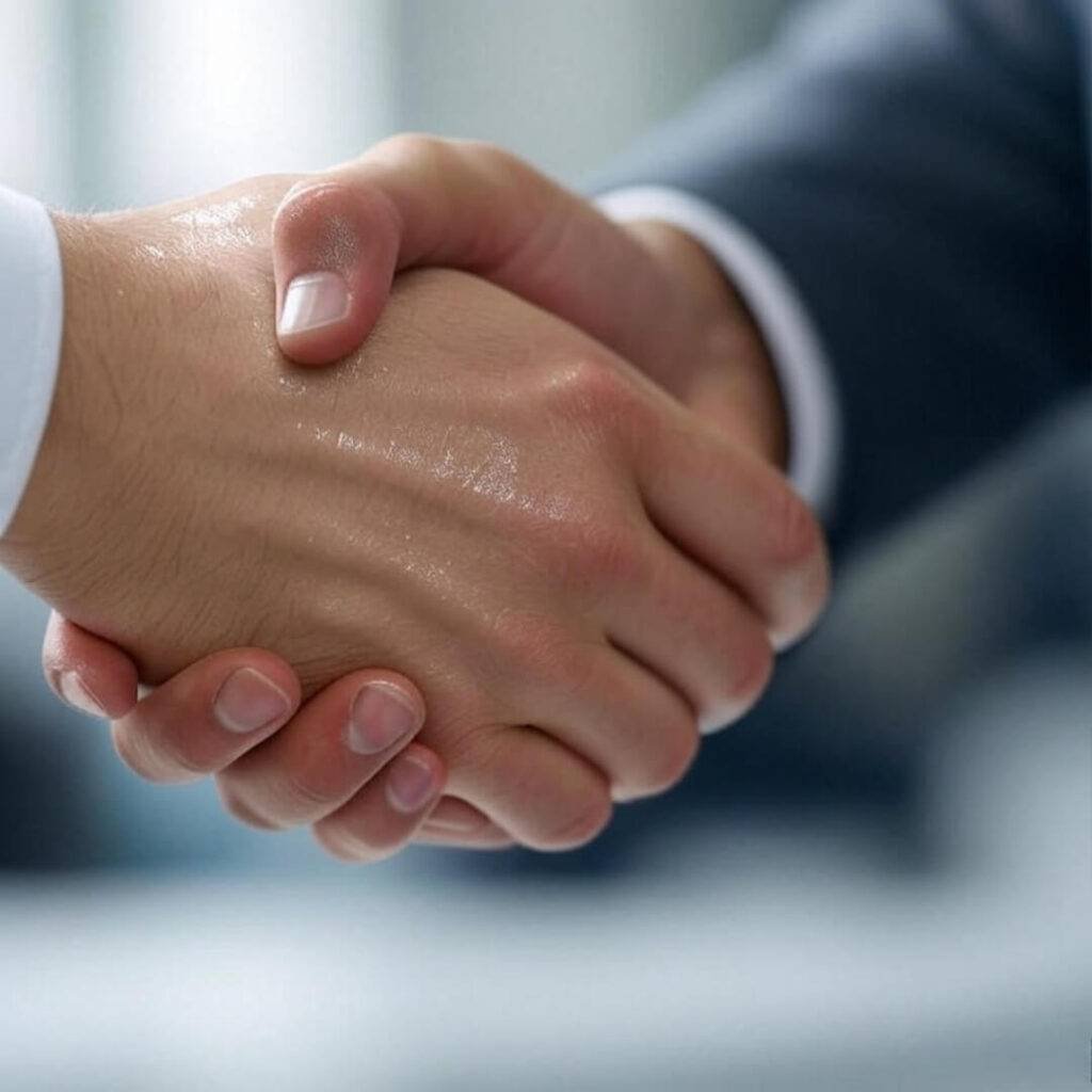 Botched handshake over a non-disclosure agreement in a startup pitch disaster.