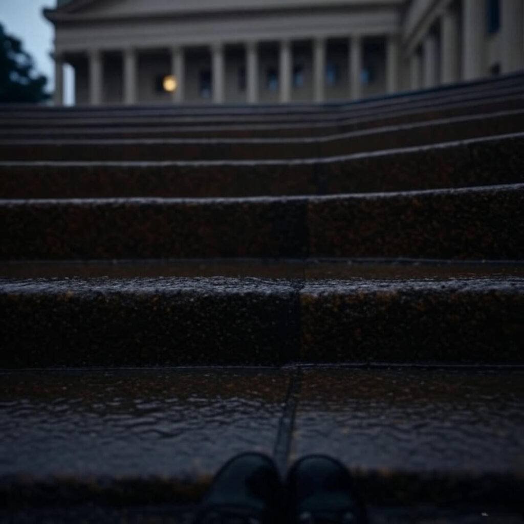 Approaching the court, one wobbly step at a time.