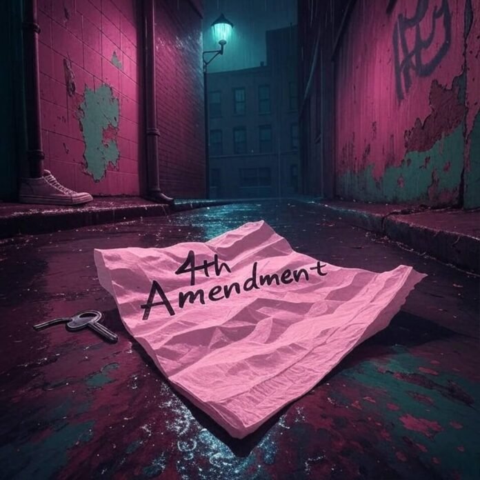 My shaky phone pic from that night I got stopped, trying to figure out what “police search without warrant” even means.