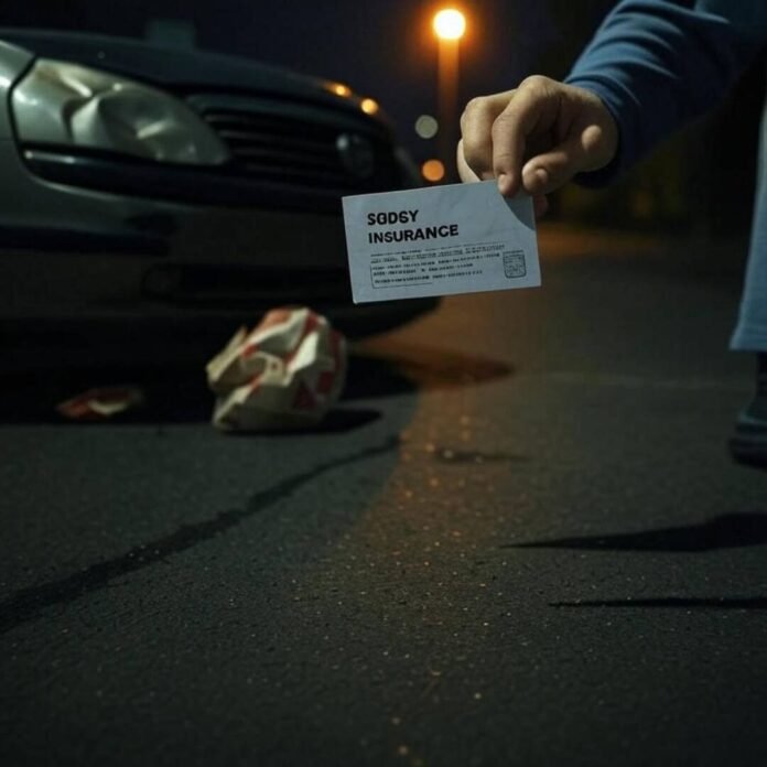 My crash scene, with that random burger bag just chilling.