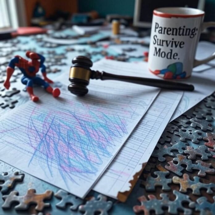 My desk’s a disaster, just like my child support life.