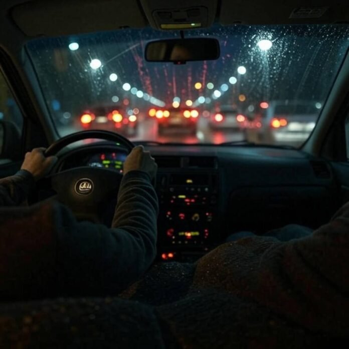 Rainy crash haze from my shaky driver’s seat, pure comparative negligence vibes.